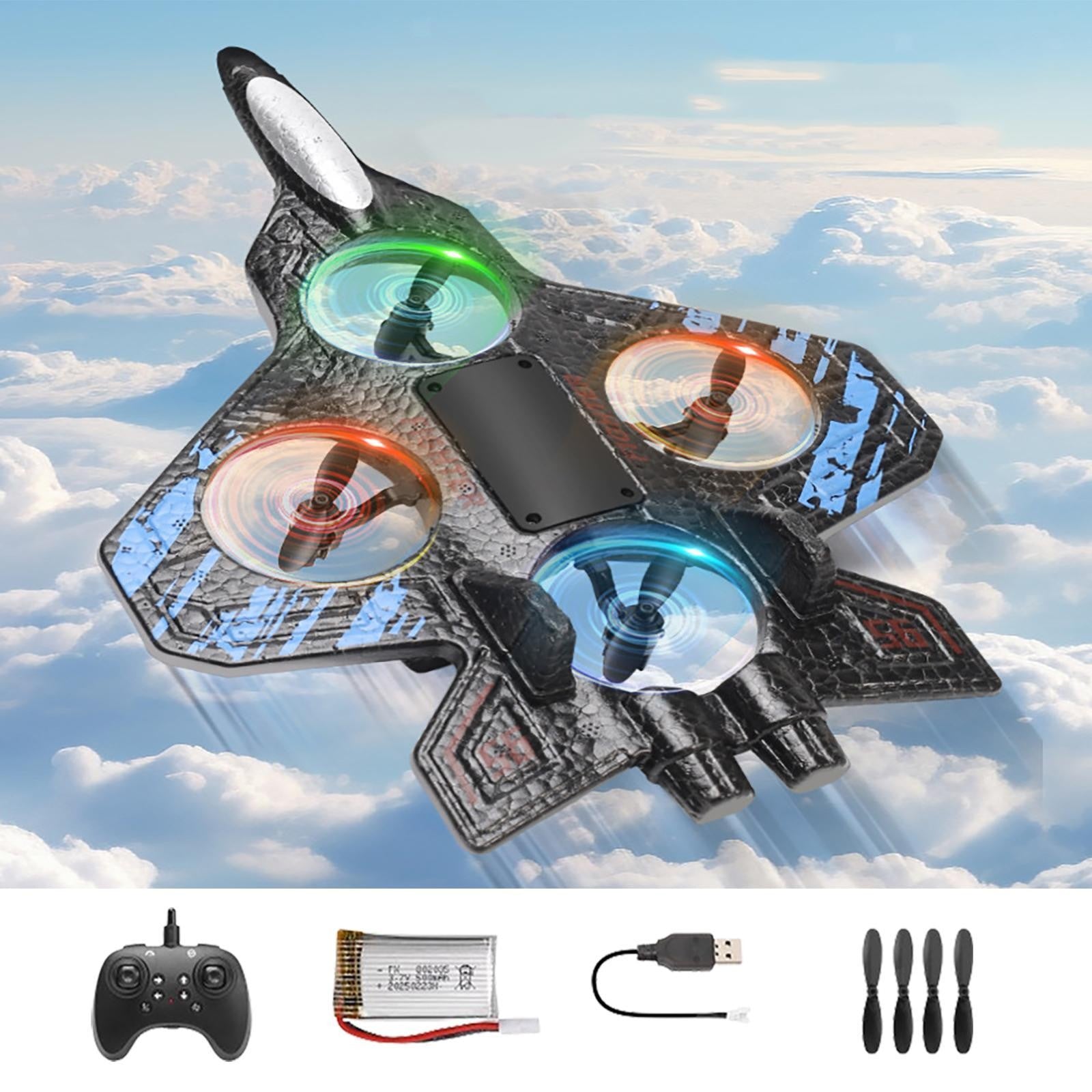 Avion de Lupta cu Telecomanda, Flippy, Tip Drona, din EVA (Spuma), cu Telecomanda, Incarcare USB, 2.4 GHz, Rotire 360°,