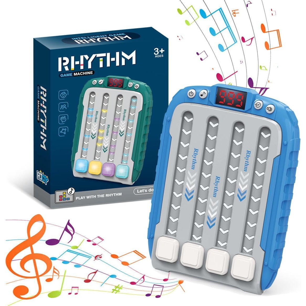 Jucarie Interactiva, Flippy, Joc Rhythm, +3 Ani, din ABS, 6 Niveluri, 15 x 3 x 11 cm, Functie Muzicala, Albastru