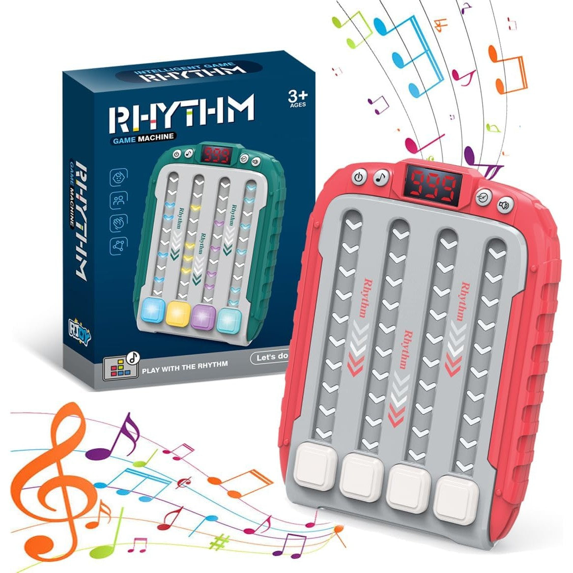 Jucarie Interactiva, Flippy, Joc Rhythm, +3 Ani, din ABS, 6 Niveluri, 15 x 3 x 11 cm, Functie Muzicala, Rosu