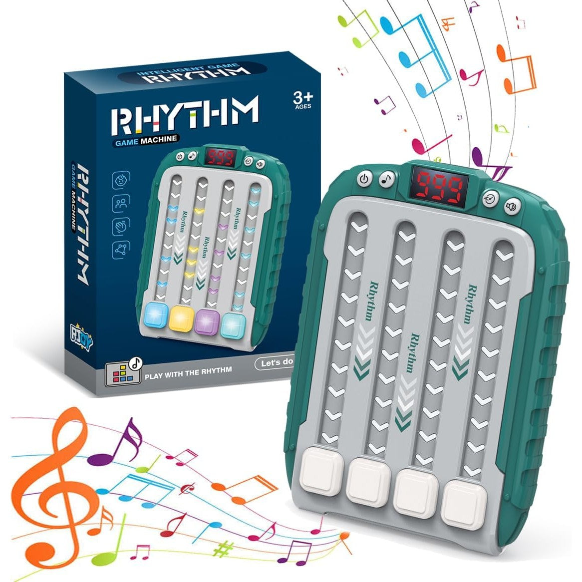 Jucarie Interactiva, Flippy, Joc Rhythm, +3 Ani, din ABS, 6 Niveluri, 15 x 3 x 11 cm, Functie Muzicala, Verde