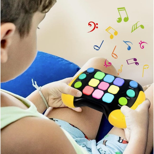 Jucarie Interactiva Flippy, Tip Consola Pop It, 6 butoane functionale, 5 Moduri de Joc, 600 Niveluri, + 3 ani,