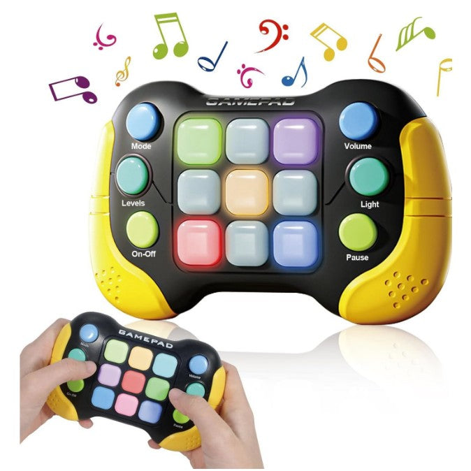 Jucarie Interactiva Flippy, Tip Consola Pop It, 6 butoane functionale, 5 Moduri de Joc, 600 Niveluri, + 3 ani,