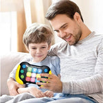 Jucarie Interactiva Flippy, Tip Consola Pop It, 6 butoane functionale, 5 Moduri de Joc, 600 Niveluri, + 3 ani,