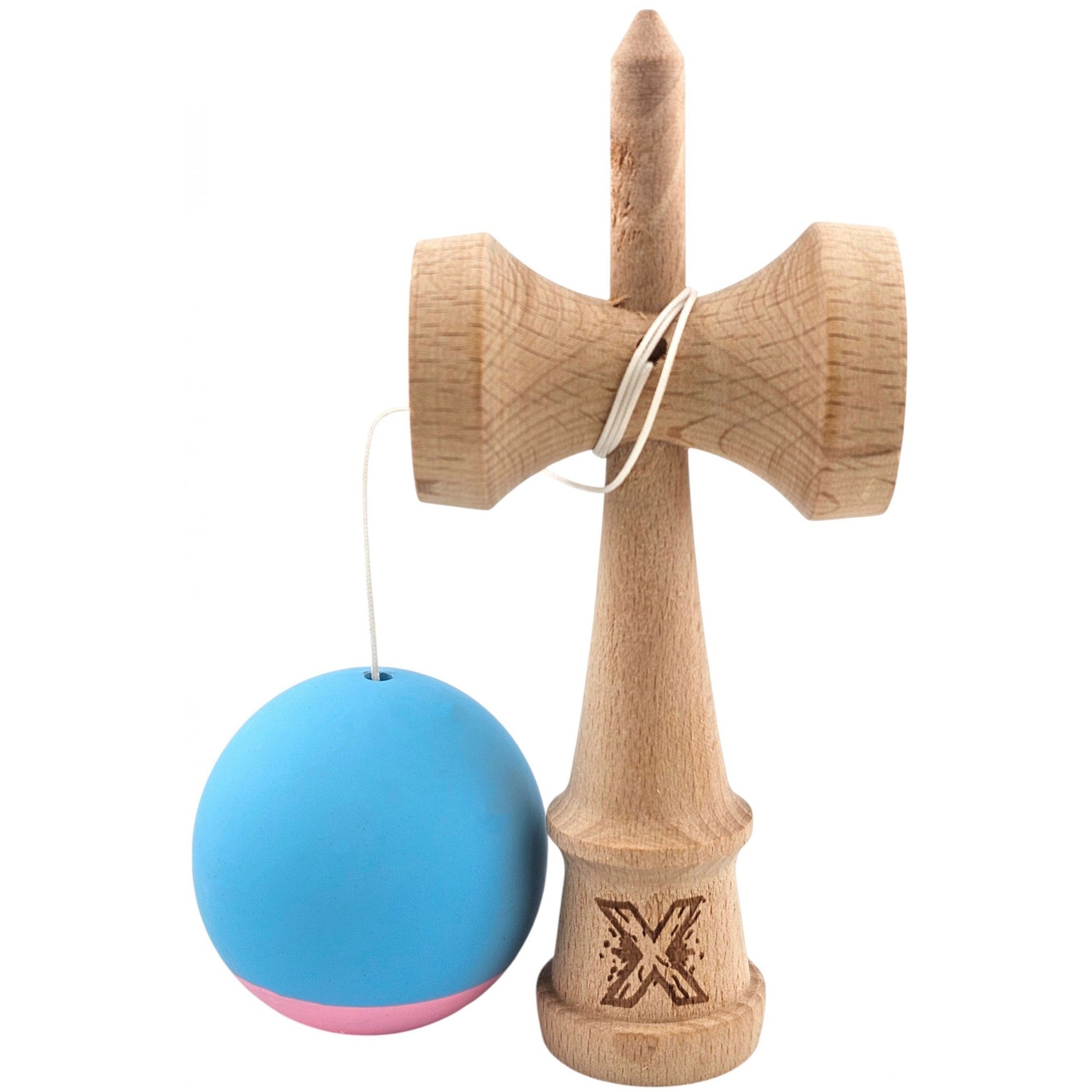 Jucarie Interactiva Kendama Profesionala, Flippy, din Lemn, 18 cm, Joc de Indemanare pentru Copii si Adulti, Bicolor