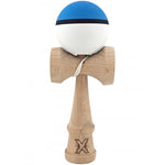 Kendama X Originala, Profesionala, Flippy, din Lemn, 18 cm, Rubber Grip, Albastru/Alb
