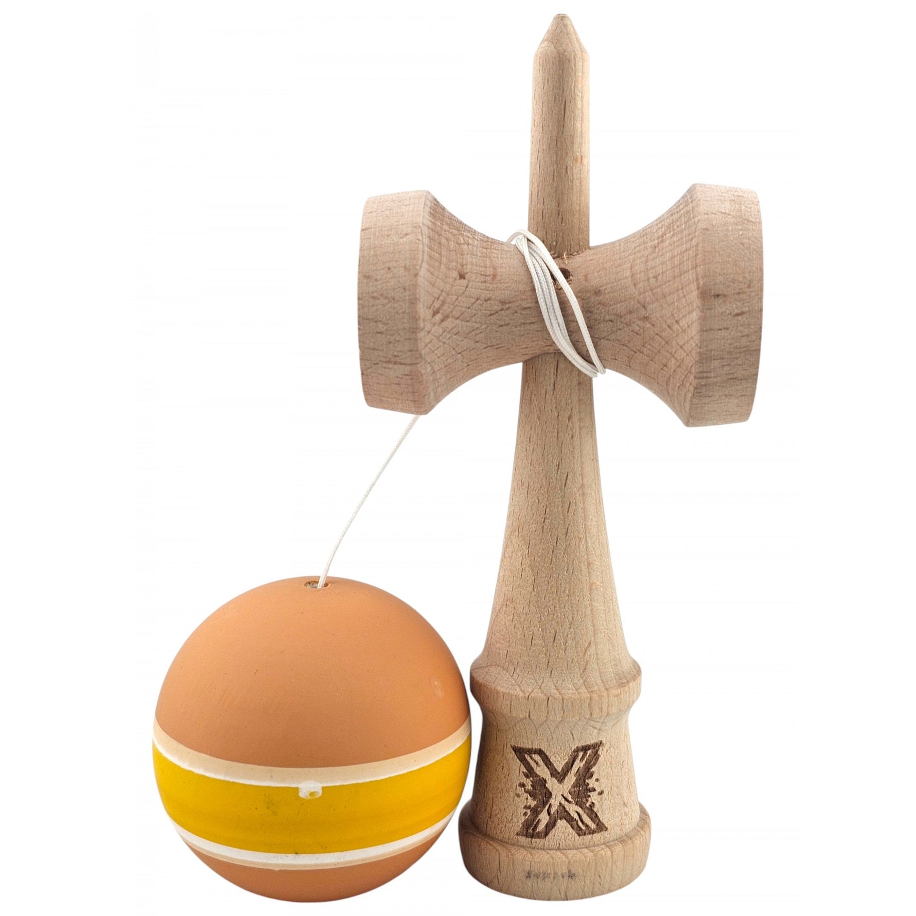Kendama X Originala, Profesionala, Flippy, din Lemn cu Bila cu Invelis din Cauciuc, 18 x 6 x 7 cm, Rubber Grip,