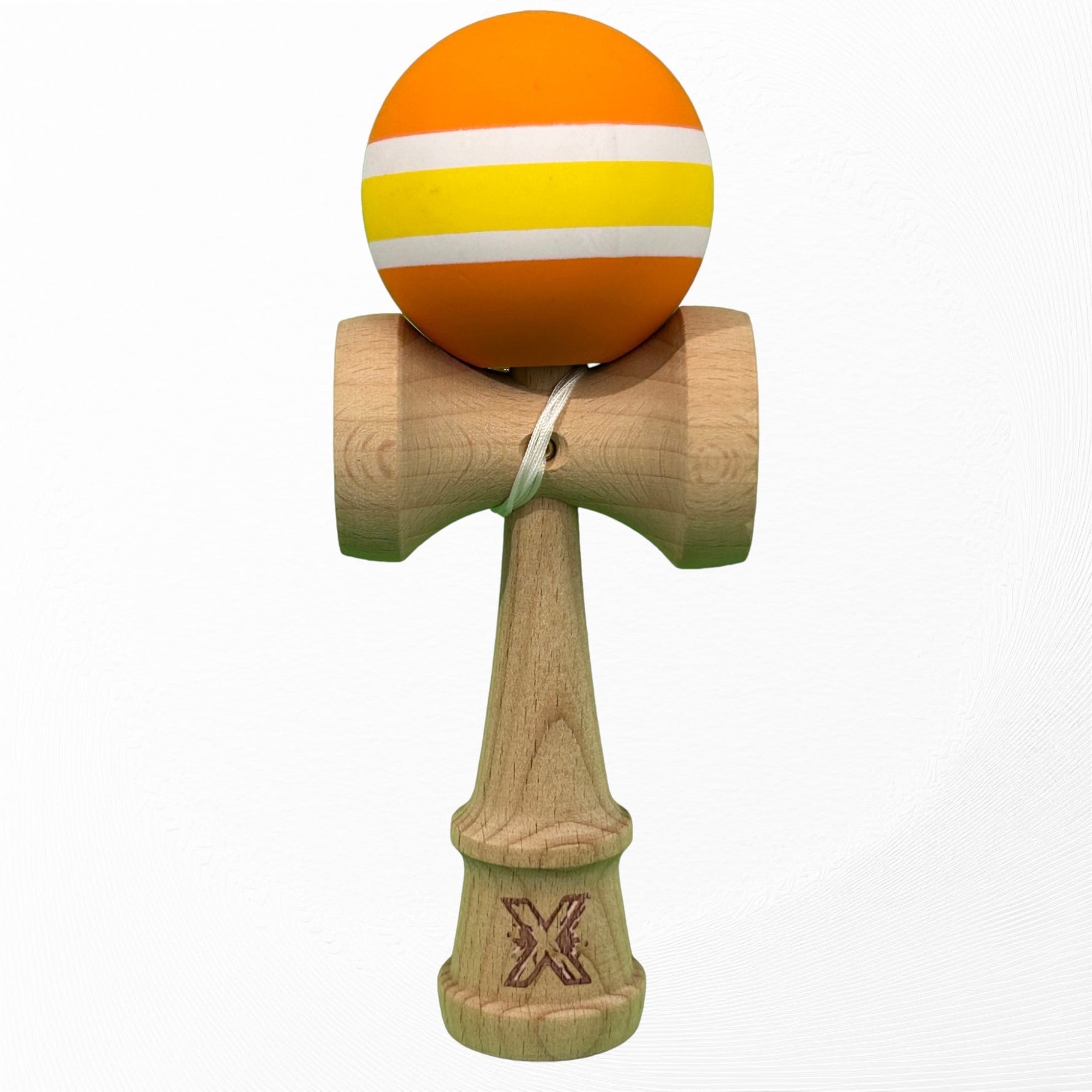 Kendama X Originala, Profesionala, Flippy, din Lemn cu Bila cu Invelis din Cauciuc, 18 x 6 x 7 cm, Rubber Grip,