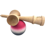 Kendama X Originala, Profesionala, Flippy, din Lemn, Rubber Grip, 18 cm, Roz/Alb/Gri