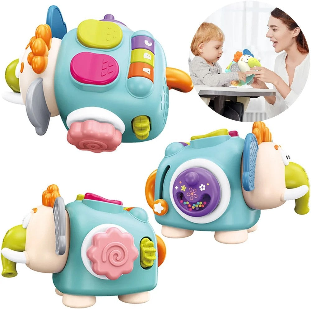 Jucarie interactiva Montessori, Flippy, Jucarie pentru Bebelusi, Model Elefant Dragut, din Plastic rezistent, Varsta