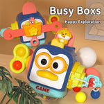 Jucarie interactiva Montessori, Flippy, Jucarie pentru Bebelusi, Model Pinguin Ocupat, din Plastic rezistent, Varsta