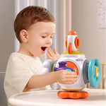 Jucarie interactiva Montessori, Flippy, Jucarie pentru Bebelusi, Model Racheta Spatiala, din Plastic rezistent, Varsta