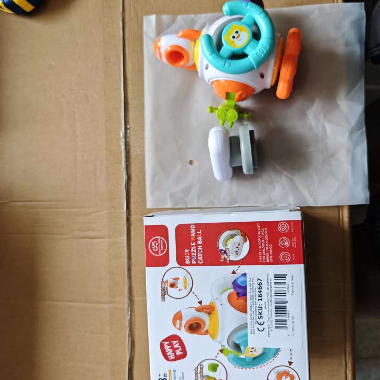 Jucarie interactiva Montessori, Flippy, Jucarie pentru Bebelusi, Model Racheta Spatiala, din Plastic rezistent, Varsta