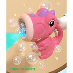 Jucarie Interactiva pentru Baloane de Sapun, Flippy, Sunete si Lumini, Model Dinozaur, cu 8 Orificii, 15 x 8.5 x 18.5,