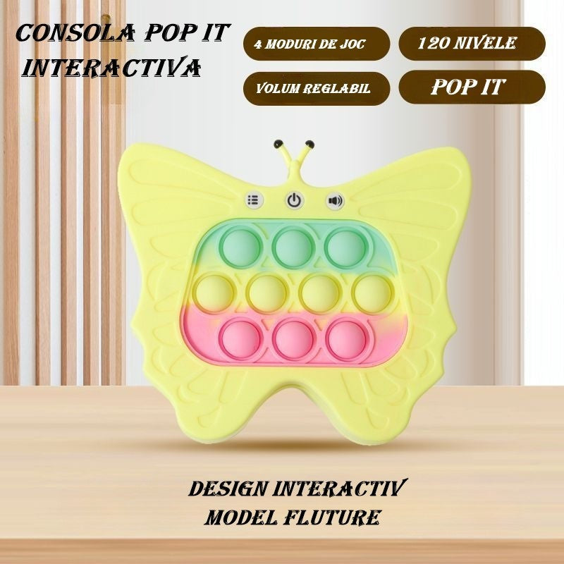 Jucarie Interactiva Tip Consola pentru Copii, Flippy, Diferite Moduri de Joc, 120 Nivele, Material ABS/silicon, cu