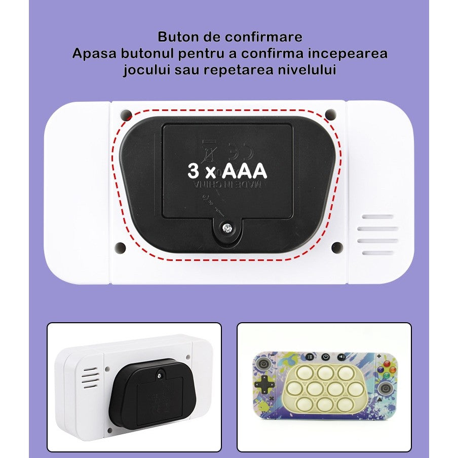 Jucarie interactiva tip consola pentru copii Flippy, speed push whack-a-mole, joc de viteza pop it, material