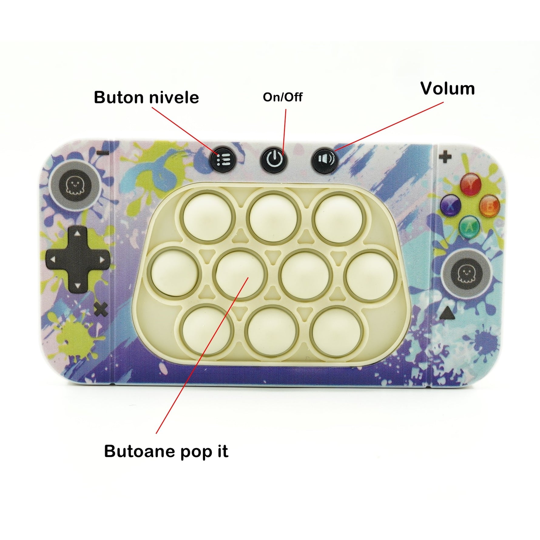 Jucarie interactiva tip consola pentru copii Flippy, speed push whack-a-mole, joc de viteza pop it, material