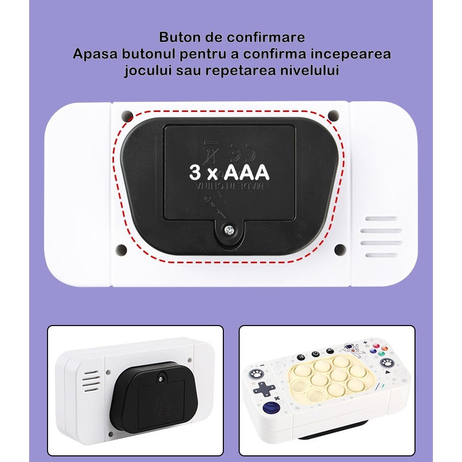 Jucarie interactiva tip consola pentru copii Flippy, speed push whack-a-mole, joc de viteza pop it, material