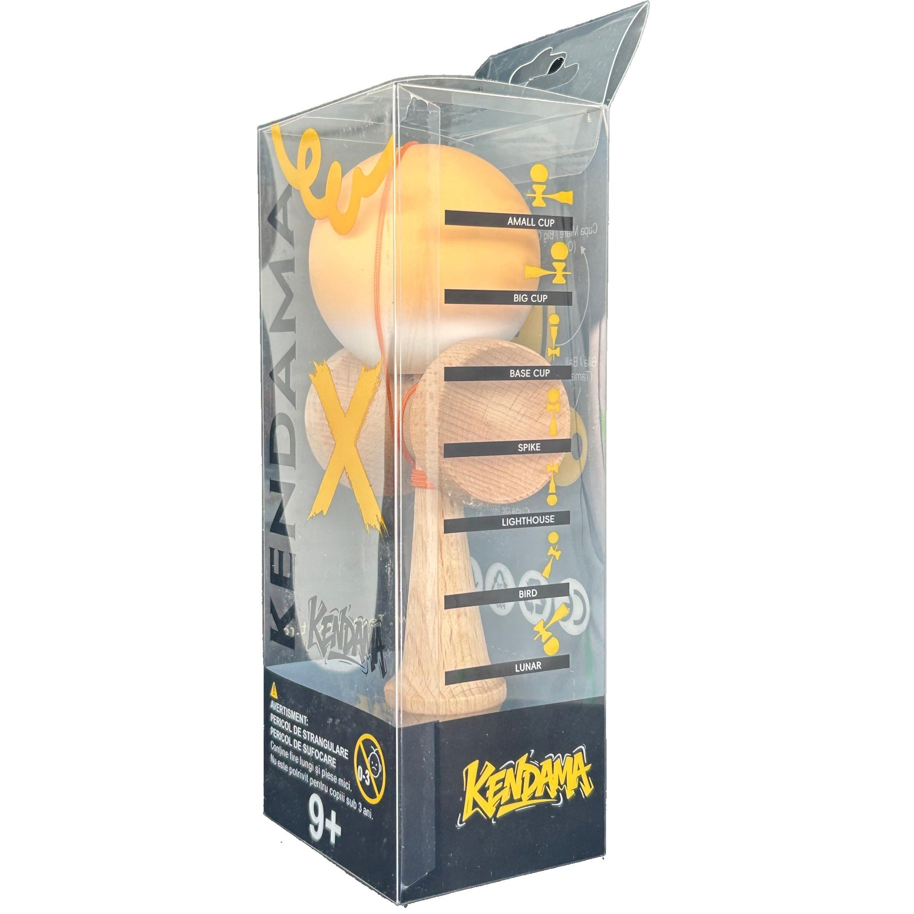 Kendama X Originala, Profesionala, Flippy, din Lemn cu Bila cu Invelis din Cauciuc, 18 x 6 x 7 cm, Rubber Grip,