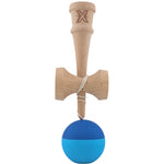 Kendama X Originala, Profesionala, Flippy, din Lemn, Rubber Grip, 18 cm, Albastru/Bleu