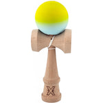 Kendama X Originala, Profesionala, Flippy, din Lemn, Rubber Grip, 18 cm, Galben Verde