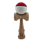 Kendama X Originala, Profesionala, Flippy, din Lemn, Rubber Grip, 18 cm, Rosu/Alb