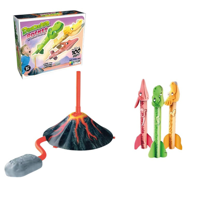Jucarie pentru Copii, Flippy, Lansator de Rachete cu Piciorul, un Singur Lansator, 3 Rachete Donozauri cu Lumini, 30 cm