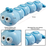 Jucarie mecanica pentru copii Flippy, omida haioasa, material ABS, cu cheita, distractiva, se taraste, se misca, 15 x 4