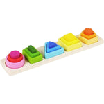 Jucarie Montessori din Lemn, Flippy, Tip Puzzle, cu 5 Forme Asimetrice, 15 Piese, Educativa, Interactiva, Creativa,