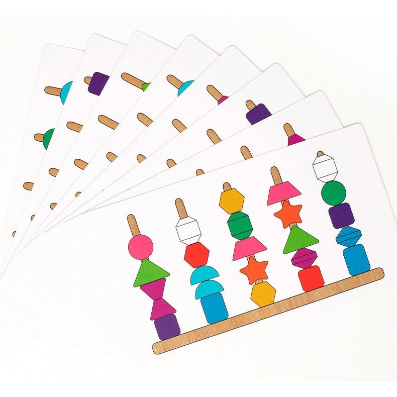 Jucarie Montessori de Sortat, Flippy, din Lemn, Forme Geometrice,+3 Ani, 25 de Piese, 21.5 x 16 x 3 cm, Multicolor