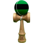 Kendama X Originala, Profesionala, Flippy, 18 cm, din Lemn, Rubber Grip, Negru/Verde