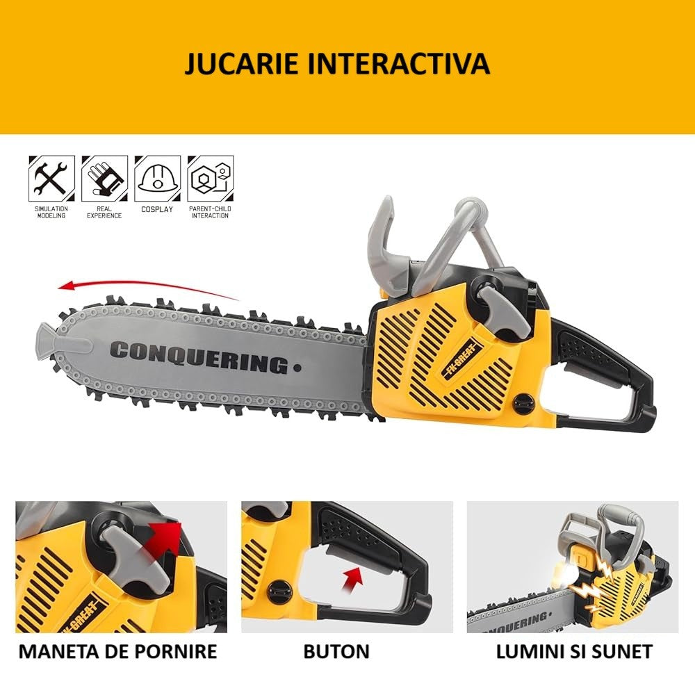 Jucarie Fierastrau Electric pentru Copii, Flippy, cu Sunete și Lumini, Joc de Rol Interactiv, +3 Ani, 43 x 10 x 18.5