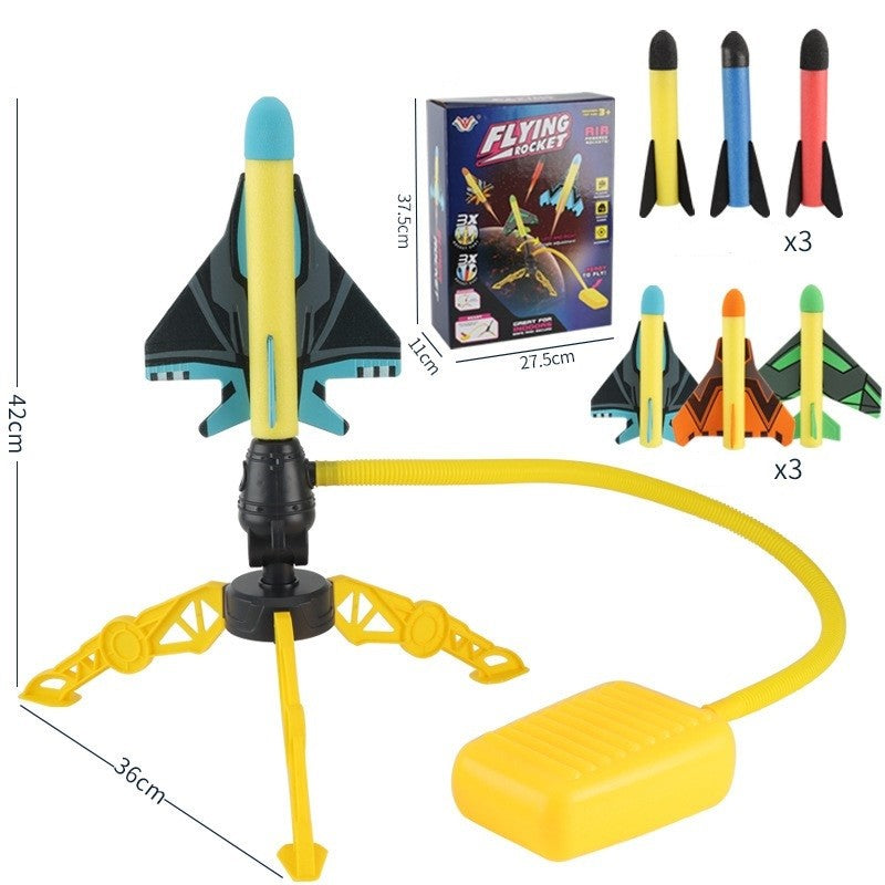 Jucarie pentru Copii, Flippy, Lansator de Rachete cu Piciorul, Un Lansator, 3 Rachete Fara Lumini, 3 Aircrafts, 42x36