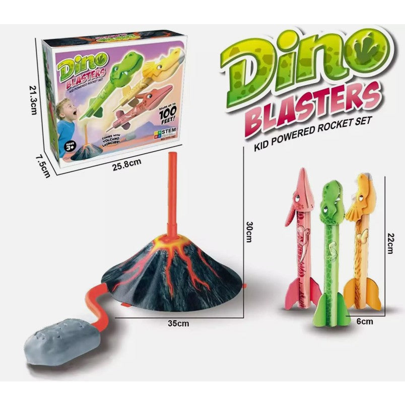 Jucarie pentru Copii, Flippy, Lansator de Rachete cu Piciorul, un Singur Lansator, 3 Rachete Donozauri cu Lumini, 30 cm