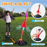 Jucarie pentru Copii, Flippy, Lansator de Rachete cu Piciorul, un Singur Lansator, 3 Rachete Donozauri cu Lumini, 30 cm