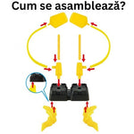 Jucarie pentru copii, lansator rachete cu piciorul, doua lansatoare, 6 rachete cu lumini