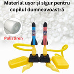 Jucarie pentru copii, lansator rachete cu piciorul, doua lansatoare, 6 rachete, fara lumina