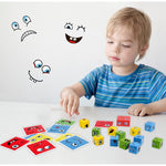 Jucarie pentru copii montessori Flippy, cub din lemn, asamblare fete, 64 de carti distractive, pentru baieti si fete,