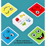 Jucarie pentru copii montessori Flippy, cub din lemn, asamblare fete, 64 de carti distractive, pentru baieti si fete,