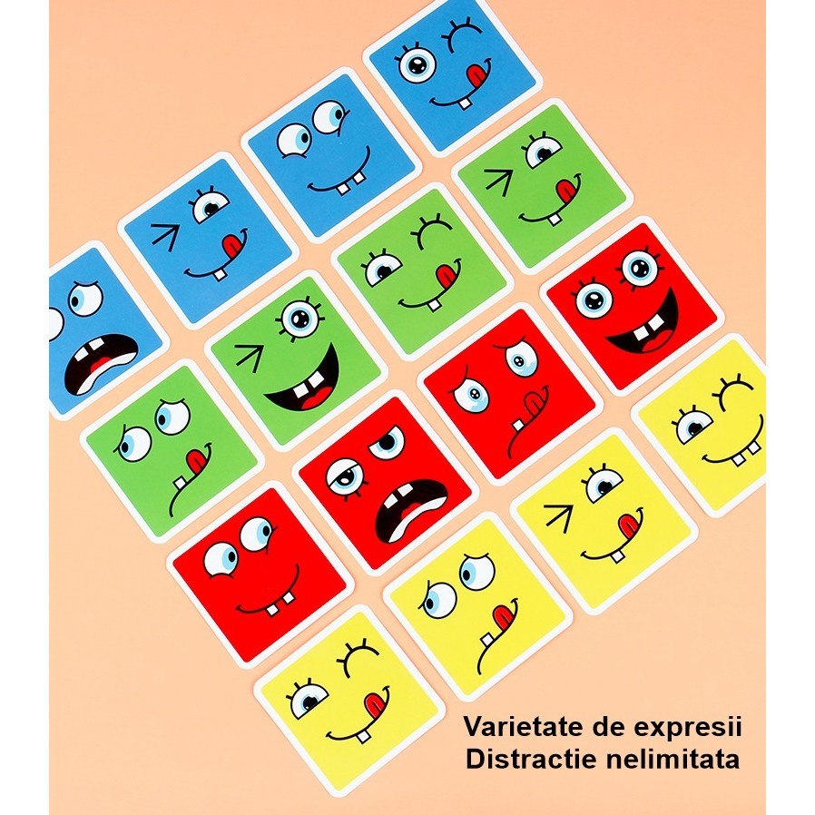 Jucarie Pentru Copii Montessori Flippy, Cub din Lemn, Asamblare Fete, 64 de Carti Distractive, Clepsidra si Clopotel