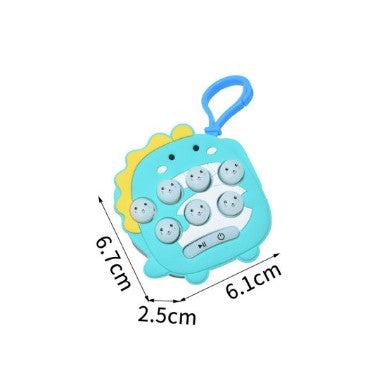 Jucarie pentru copii portabila Flippy, joc Gopher, cu lumini si muzica, tip breloc, model dinozaur, material silicon si