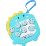 Jucarie pentru copii portabila Flippy, joc Gopher, cu lumini si muzica, tip breloc, model dinozaur, material silicon si