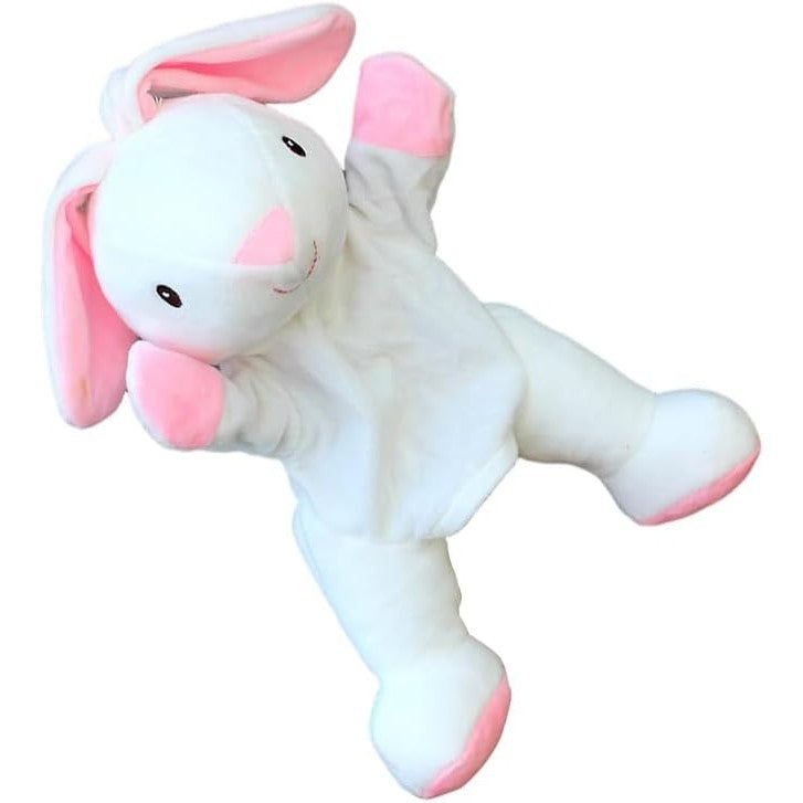 Papusa de Mana pentru Teatru de Papusi, Flippy, din Plus, 25 x 10 x 8 cm, Model Iepure, Alb/Roz