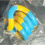 Jucarie Senzoriala Antistres, Flippy, Fidget Twist, cu Miscari Infinite de Decompresie, 2 Culori, Galben/Albastru, + 3