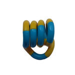 Jucarie Senzoriala Antistres, Flippy, Fidget Twist, cu Miscari Infinite de Decompresie, 2 Culori, Galben/Albastru, + 3