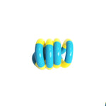 Jucarie Senzoriala Antistres, Flippy, Fidget Twist, cu Miscari Infinite de Decompresie, 2 Culori, Galben/Albastru, + 3
