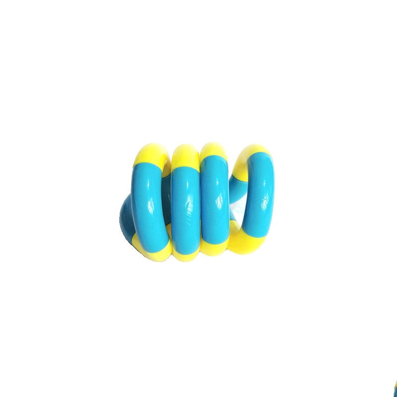 Jucarie Senzoriala Antistres, Flippy, Fidget Twist, cu Miscari Infinite de Decompresie, 2 Culori, Galben/Albastru, + 3
