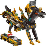 Jucarie Transformabila 2in1, Flippy, Golden Wing Flying Dragon, Masina/Dragon, Atractie Magnetica, +6 Ani, din ABS,