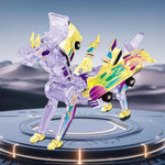 Jucarie Transformabila 2in1, Flippy, Crystal Wing Flying Dragon, Masina/Dragon, Atractie Magnetica, Fluorescent, +3