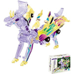 Jucarie Transformabila 2in1, Flippy, Crystal Wing Flying Dragon, Masina/Dragon, Atractie Magnetica, Fluorescent, +3