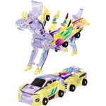 Jucarie Transformabila 2in1, Flippy, Crystal Wing Flying Dragon, Masina/Dragon, Atractie Magnetica, Fluorescent, +3